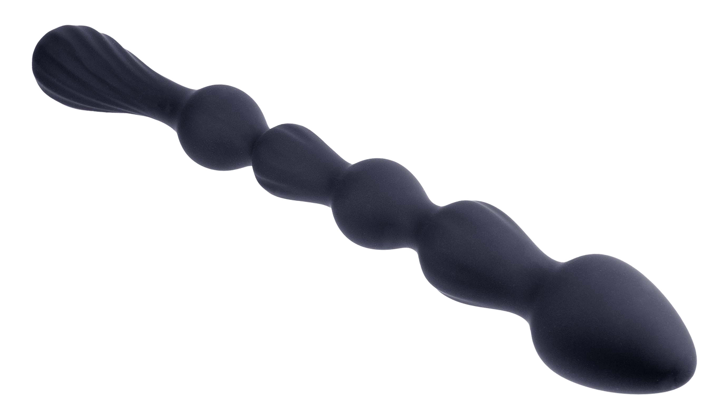 NMC 10.5 Inch Ribbed Silicone Anal Ball Beads Black