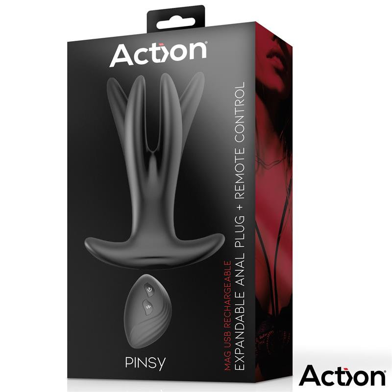 Action Pinsy Expandable Butt Plug With Remote Control box