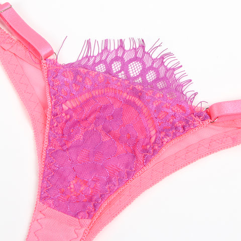 Loveangels Rose Spliced Eyelash Lace Bra Set