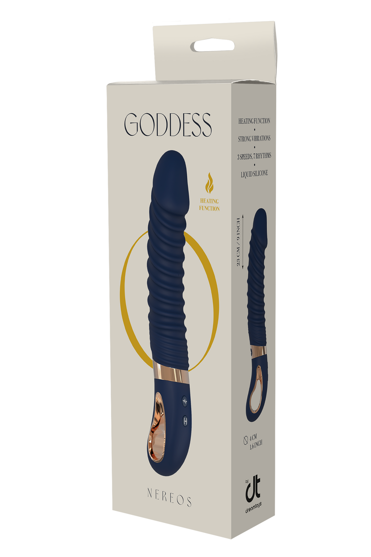 DreamToys Goddess Collection Nereos Liquid Silione Ribbed Vibrator With Heat