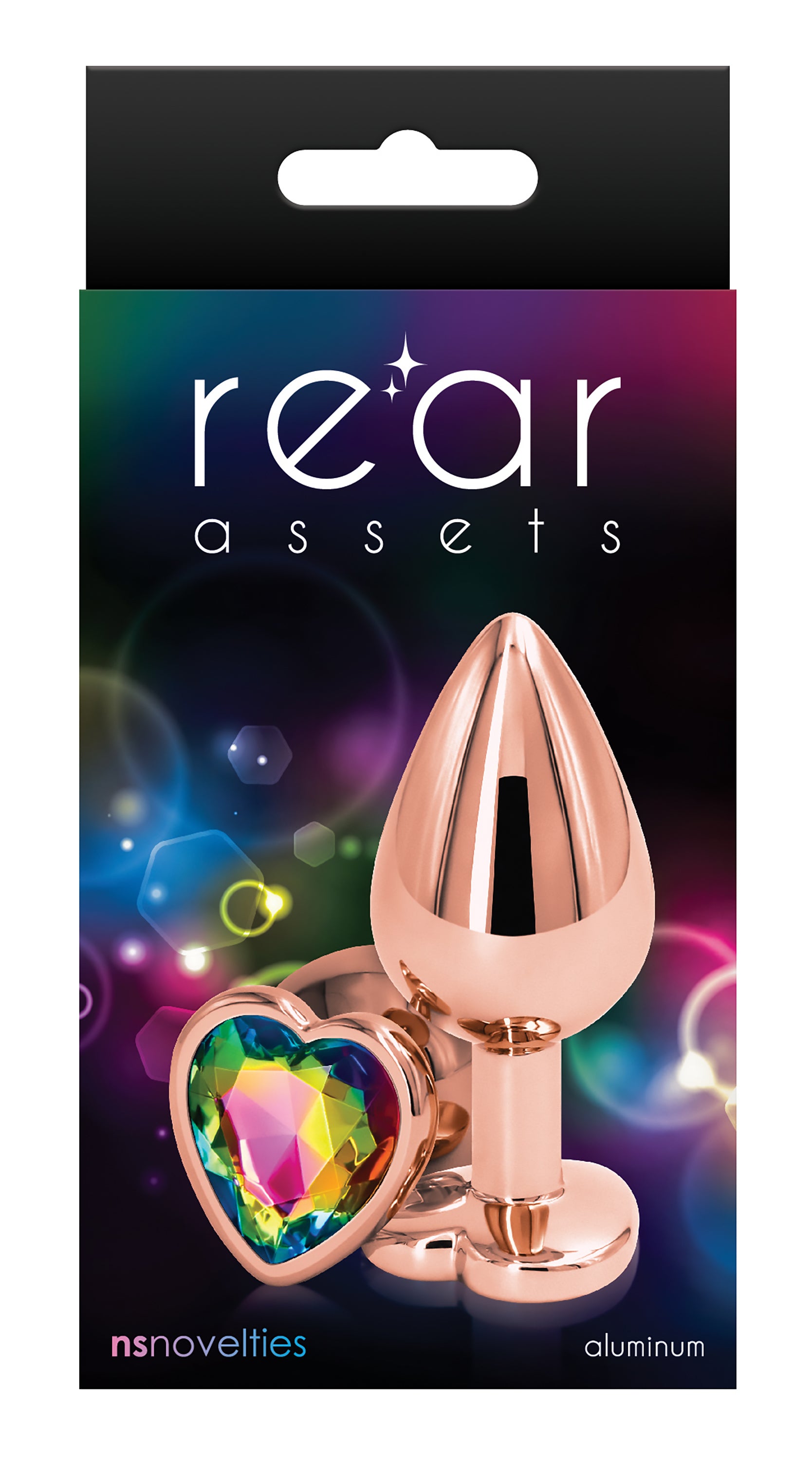 Rear Assets Rose Gold Anal Plug With Rainbow Heart