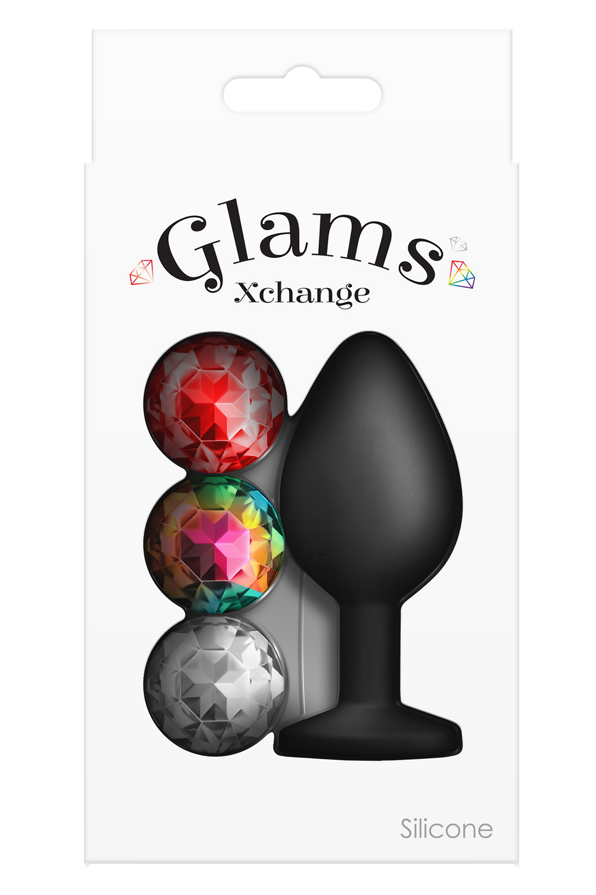 NS Novelties Glams Xchange Medium Plug With 3 Changeable Gems