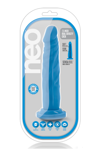Neo 7.5 Inch Dual Density Cock Neon Blue