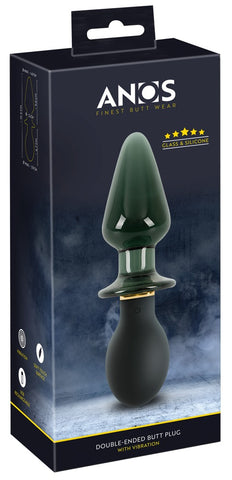 Anos Double Ended Glass Butt Plug with Vibration box