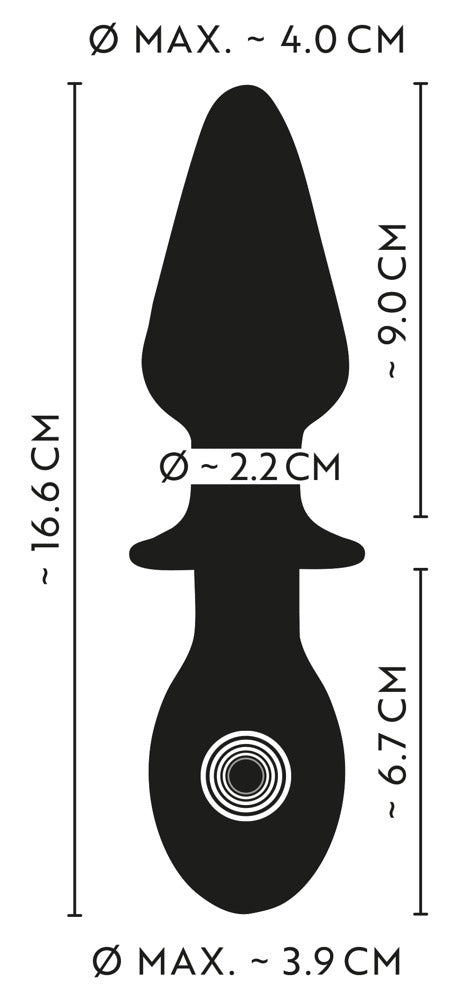 Anos Double Ended Glass Butt Plug with Vibration size