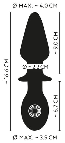 Anos Double Ended Glass Butt Plug with Vibration size
