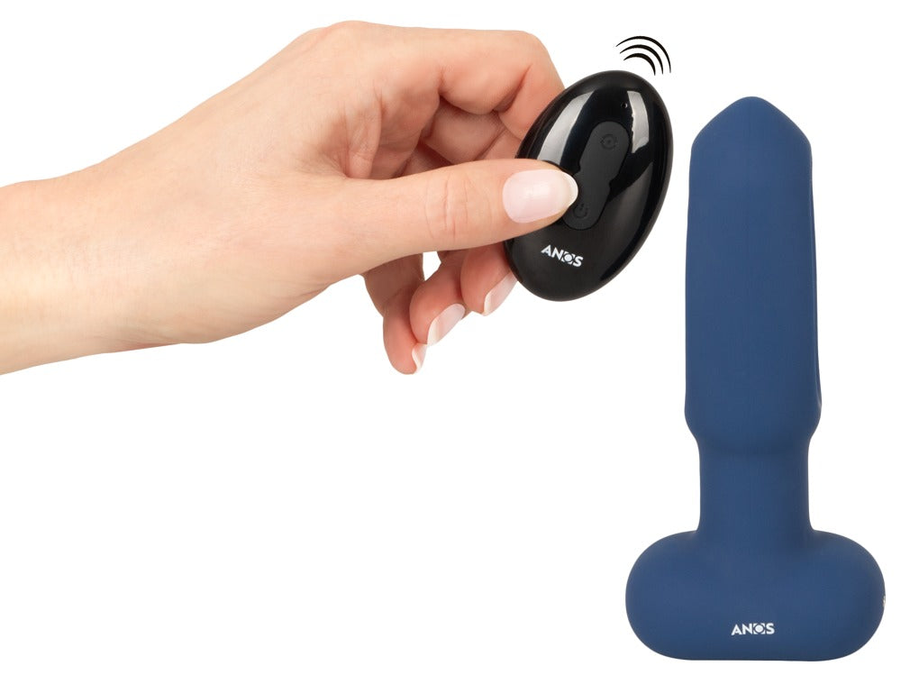 Anos Remote Control Flickering Tongue Butt Plug remote in hand