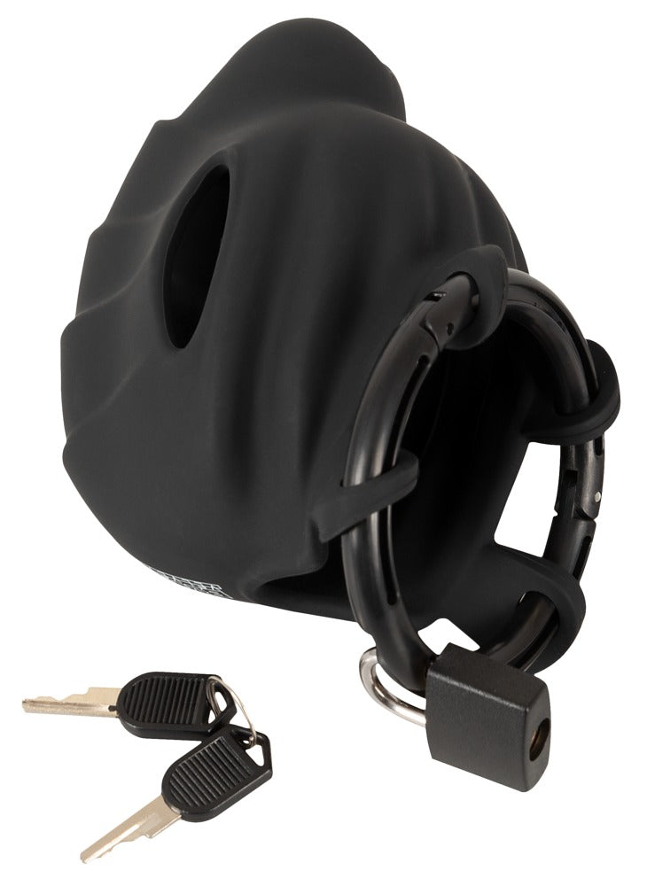 Black Velvets Silicone Cock And Ball Cage inside