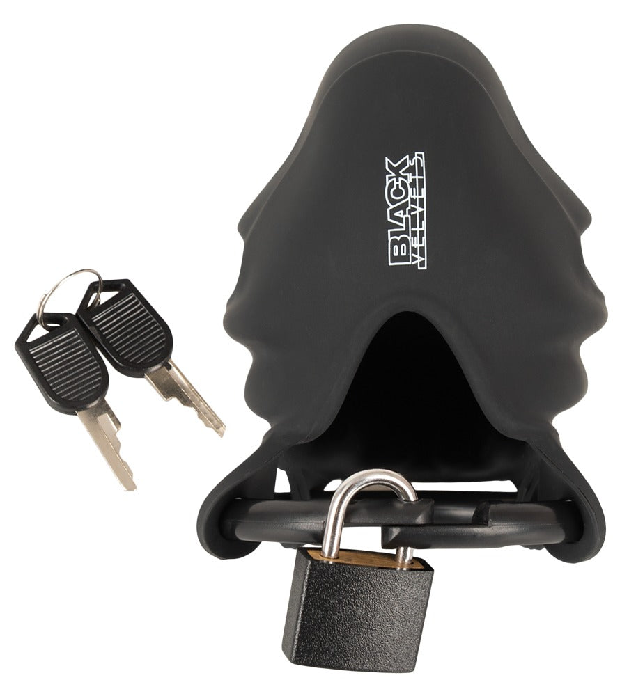 Black Velvets Silicone Cock And Ball Cage top view