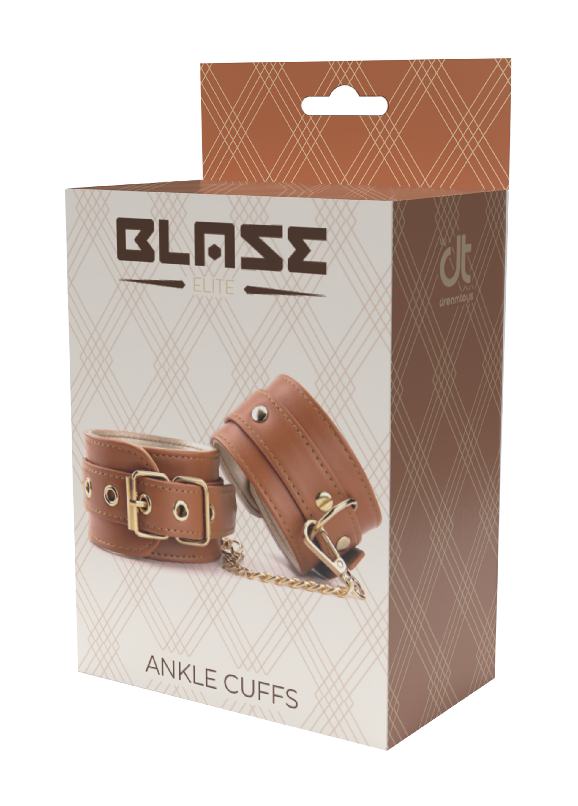 Blaze Elite Cognac Vegan Leather Anklecuffs box