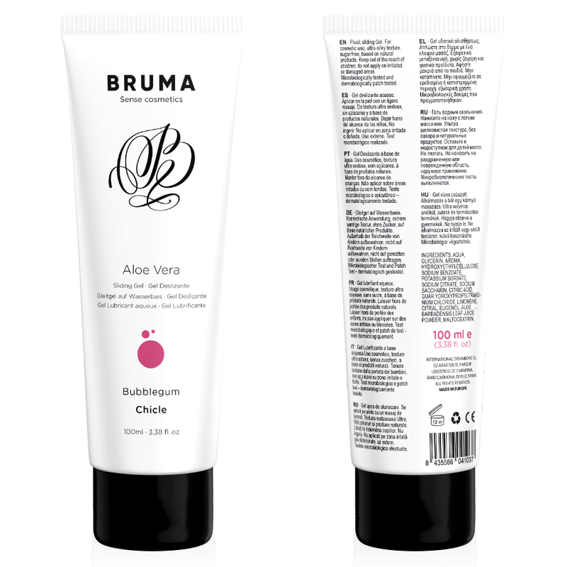 Bruma Slider Gel Bubblegum Flavour tube back and front