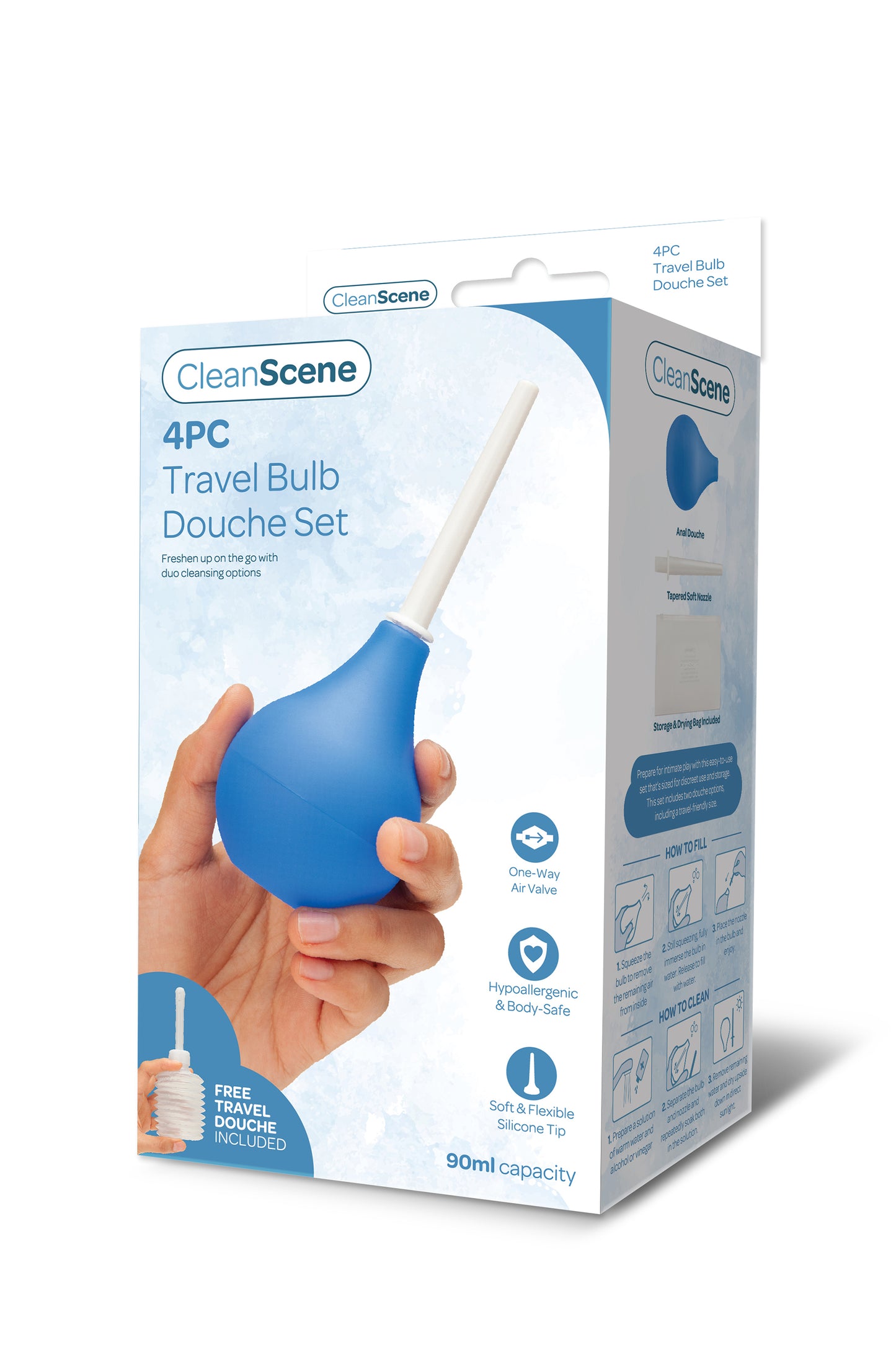 CleanScene 90ml 4pc Travel Bulb Douche box