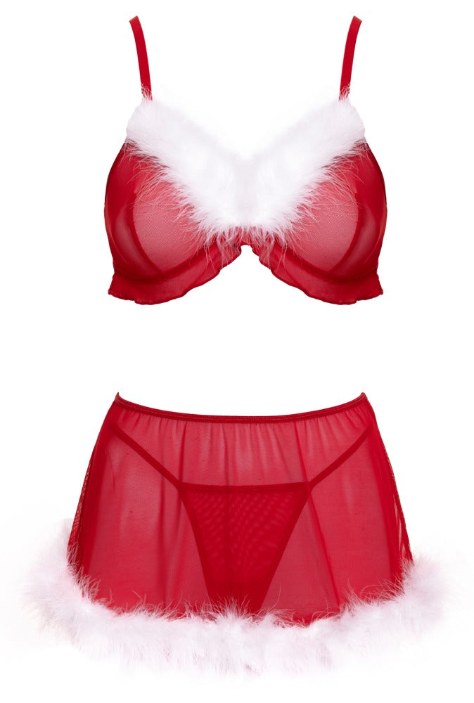 Cottelli Christmas Top, Skirt And Thong Set front