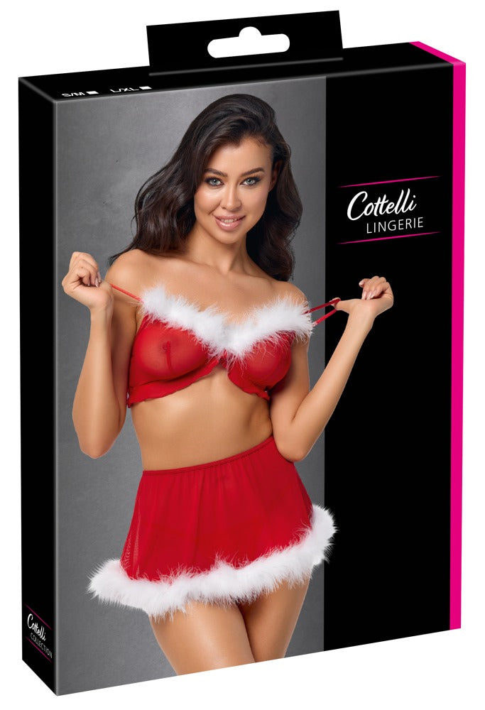 Cottelli Christmas Top, Skirt And Thong Set box