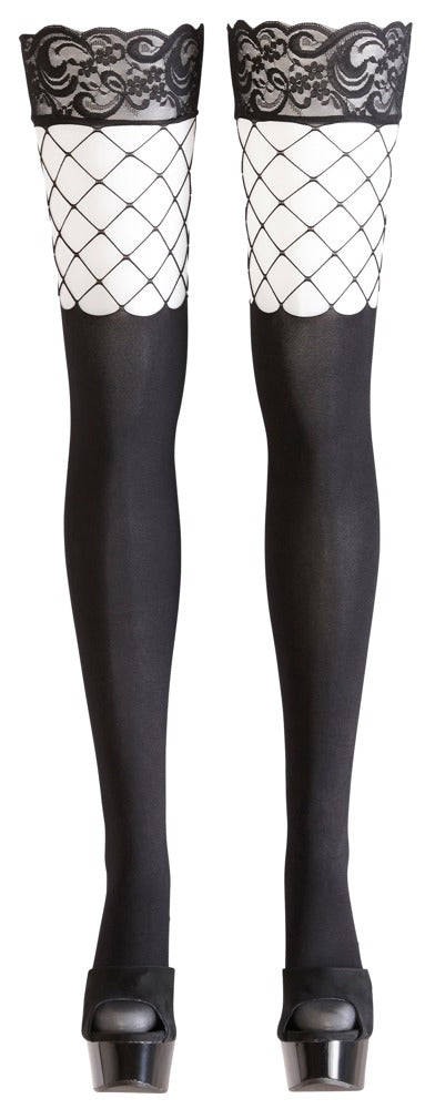 Cottelli Hold-Up Stockings With Fishnet Insert detail