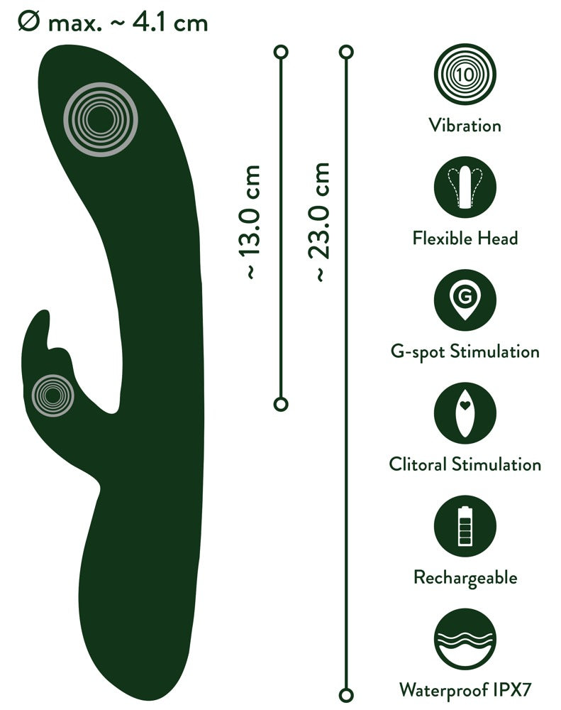 Emerald Love Luxurious Rabbit Vibrator Measurements