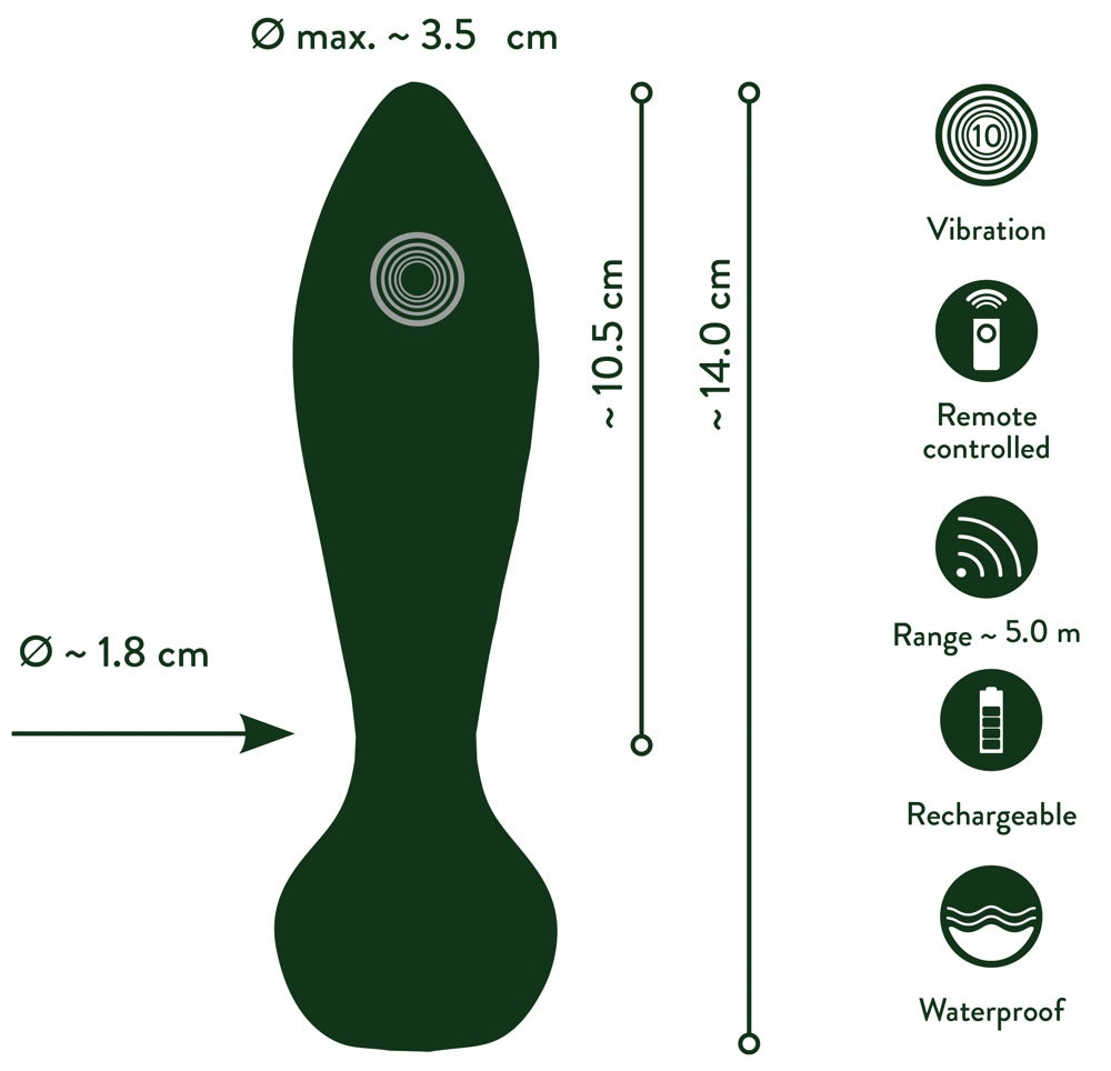 Emerald Love Luxurious Remote Control Anal Plug measurements