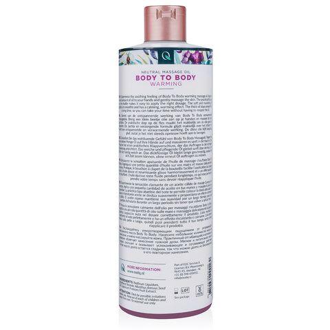 Exotiq Body To Body Warming Massage Oil back of bottle