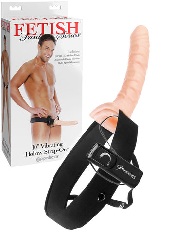 Fetish Fantasy Series 10 Inch Vibrating Hollow Strap-On with box