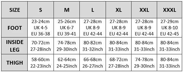 Fiore size chart