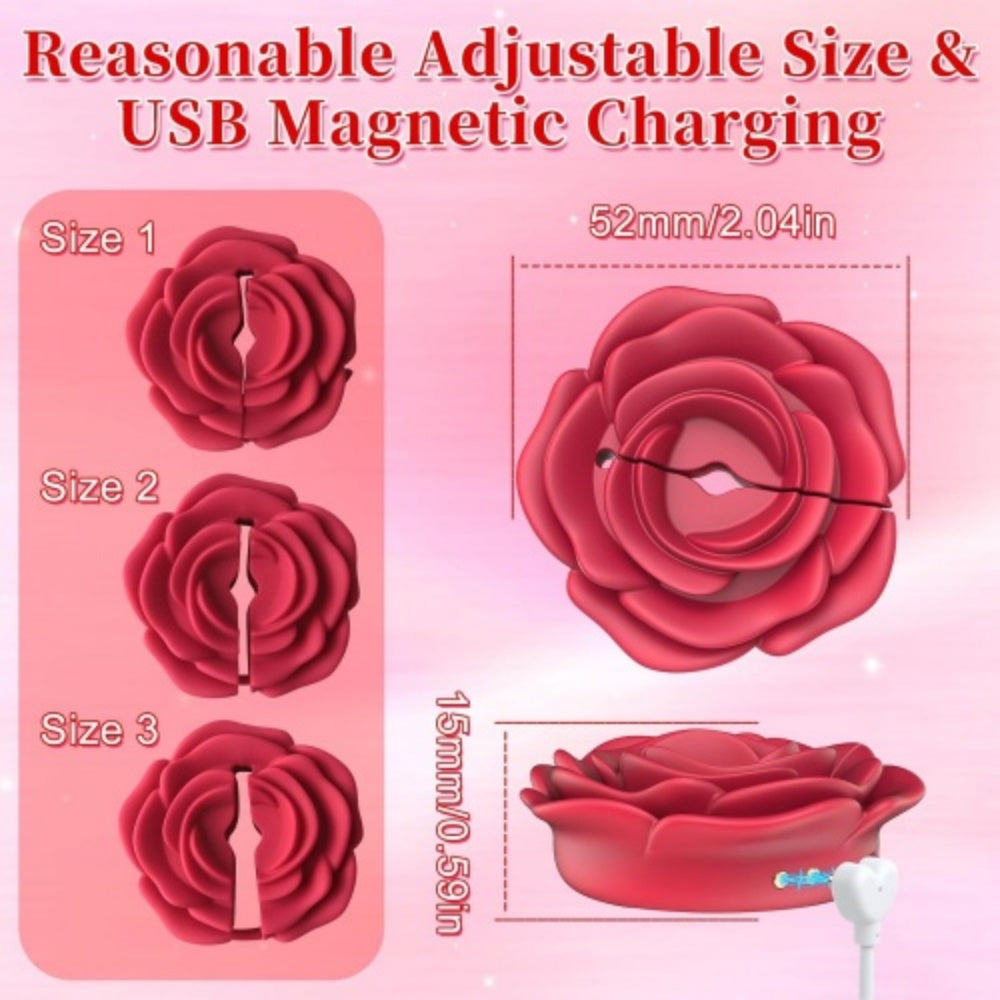 Loveangels Rose Red Rechargeable Vibrating Nipple Clamps With Remote Control
