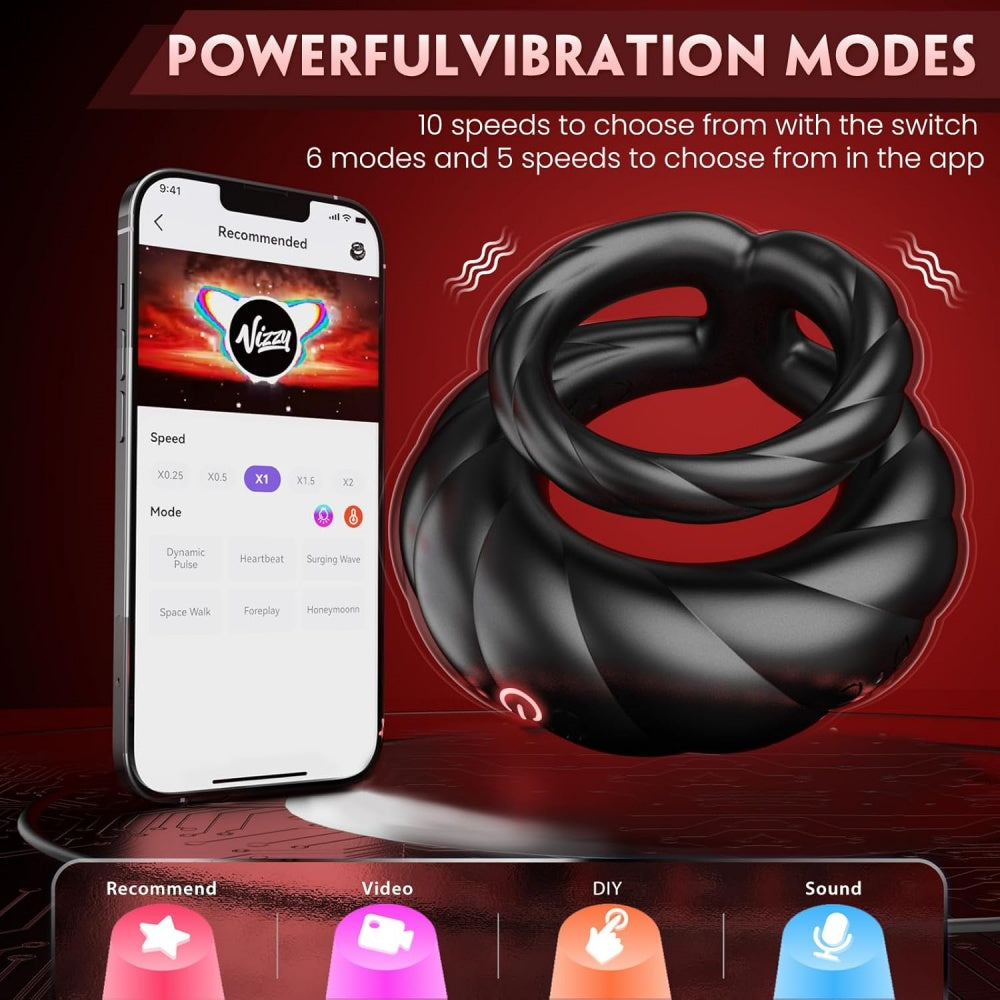 Loveangels App Control Silicone Double Ring