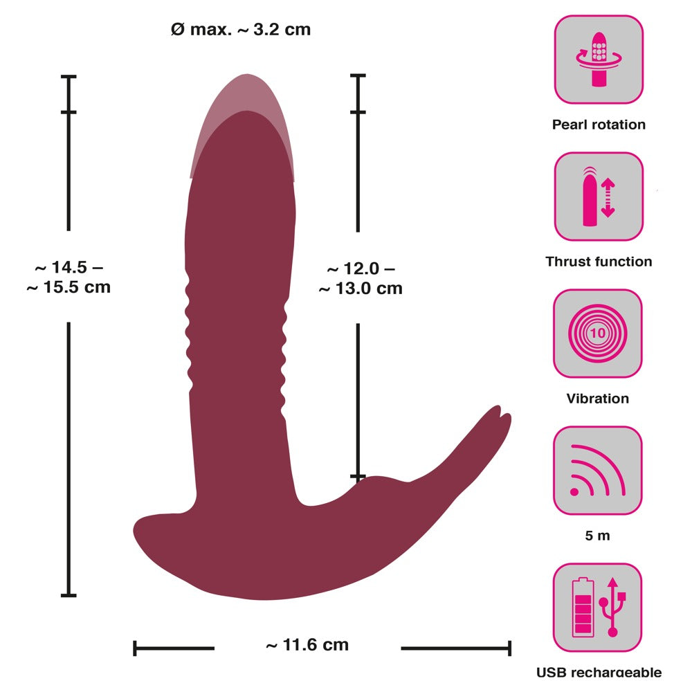Javida 3 Function Vibrator With Thrusting And Rotation size and function
