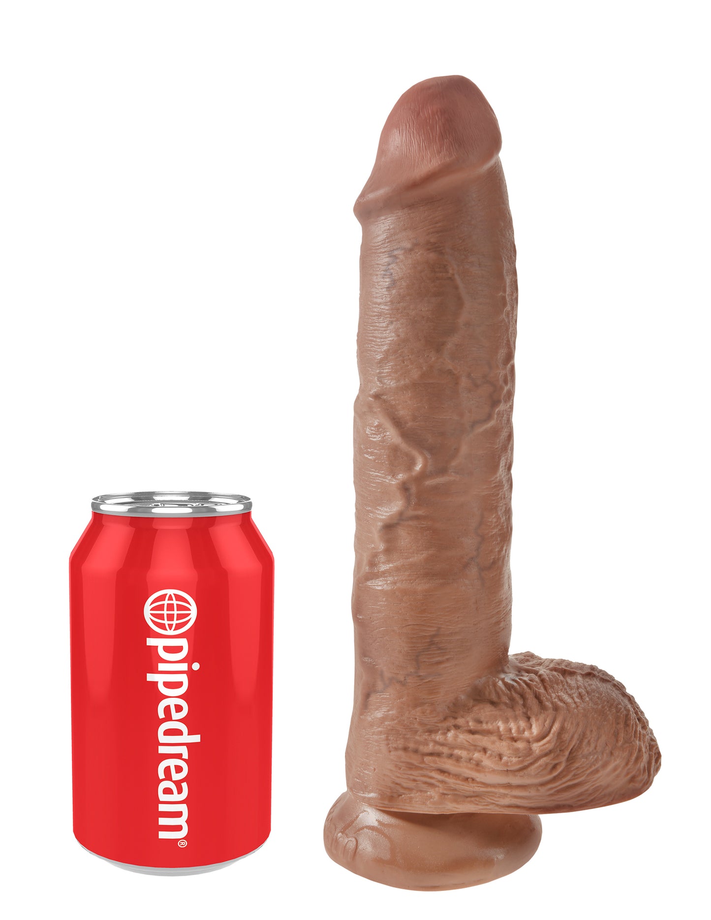 King Cock 10 Inch Cock With Balls mocha with can for size