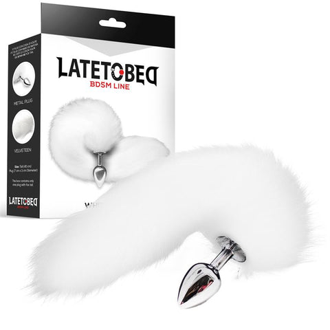 Late To Bed White Foxy Tail with box