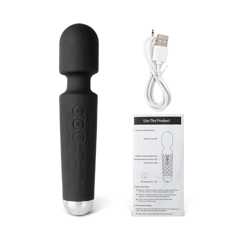 Loveangels 20 Pattern Small Black Wand with charger and manual
