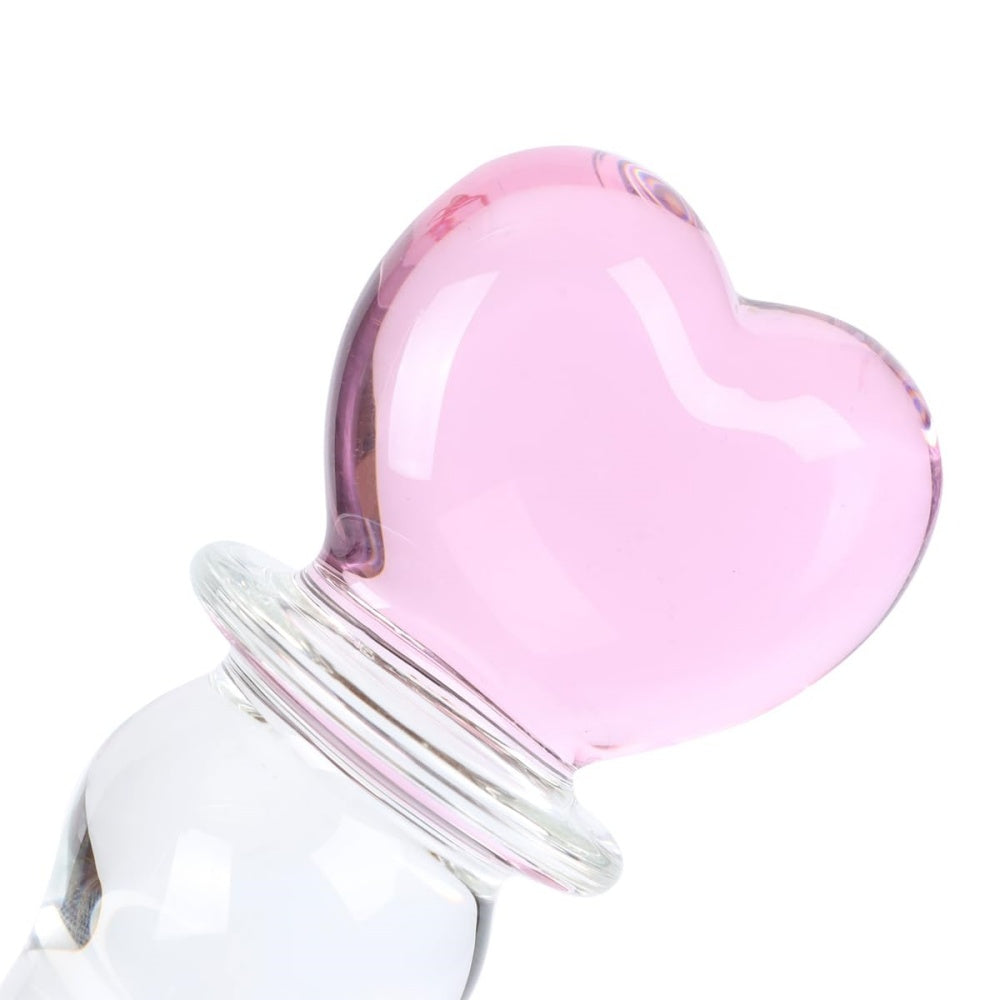 Loveangels 20cm Tempered Glass Pink Heart Dildo Heart