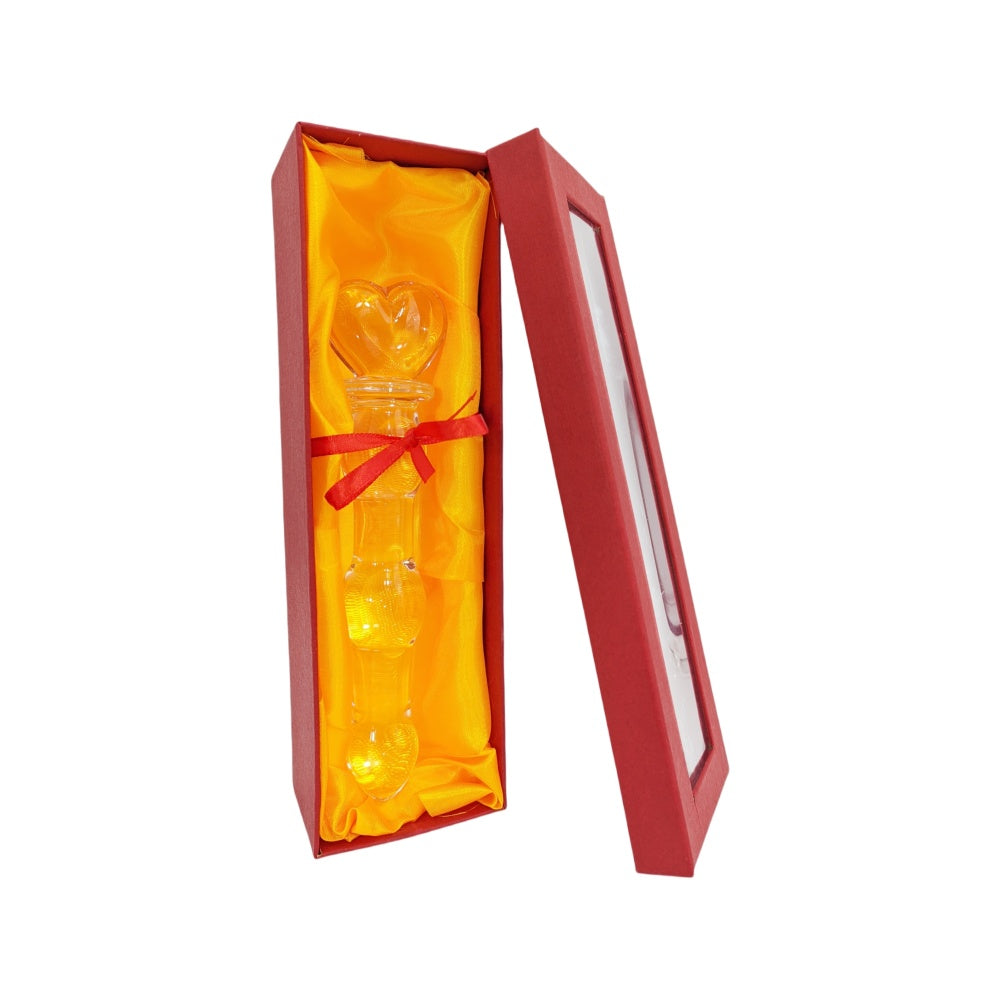 Loveangels 20cm Tempered Glass Pink Heart Dildo Box
