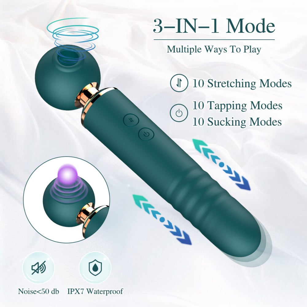 Loveangels 3 in 1 Double Sided Wand With Vibration, Suction And Thrusting 3 in 1