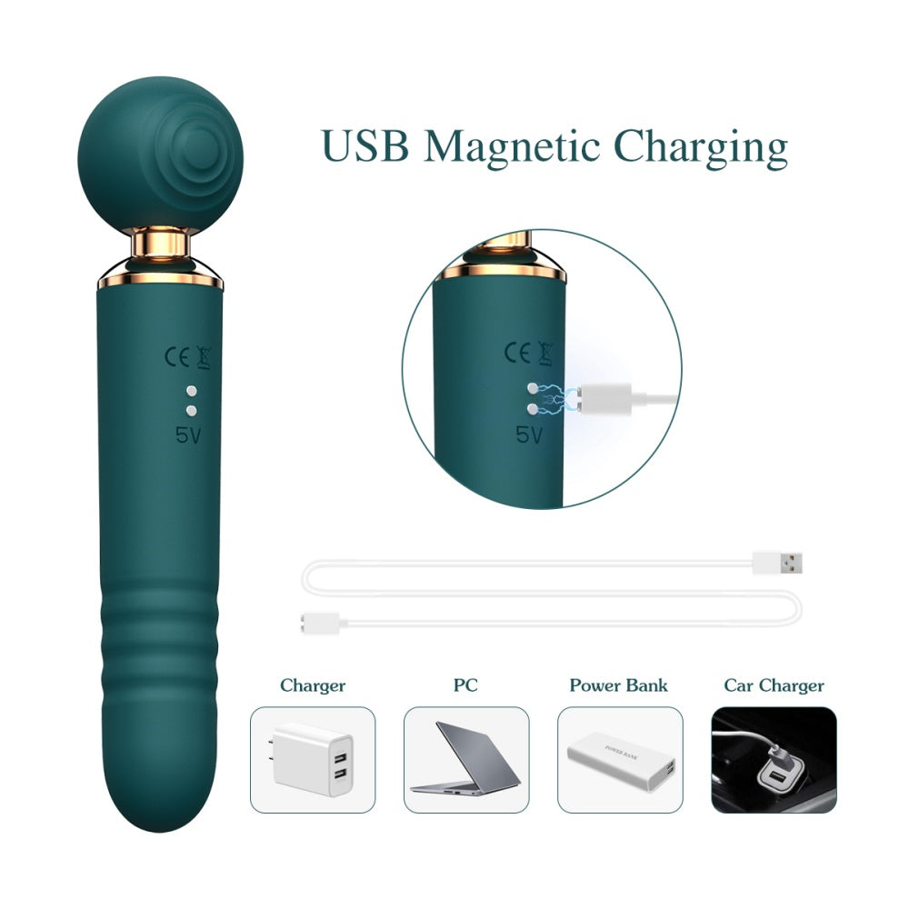 Loveangels 3 in 1 Double Sided Wand With Vibration, Suction And Thrusting Charging