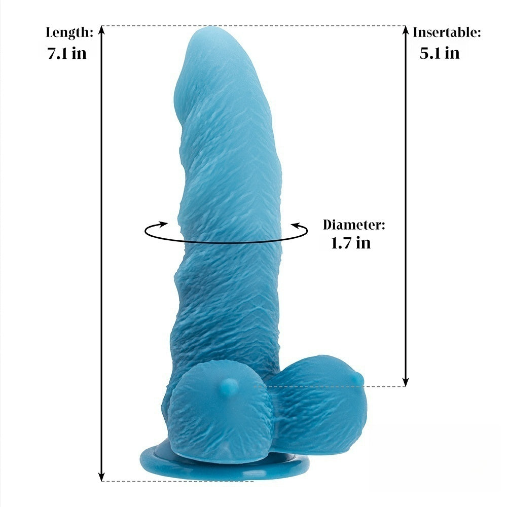 Loveangels 7.1 Inch Blue Ribbed Dildo Sizing Guide