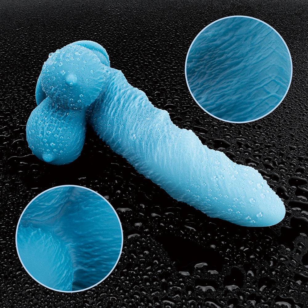 Loveangels 7.1 Inch Blue Ribbed Dildo Texture