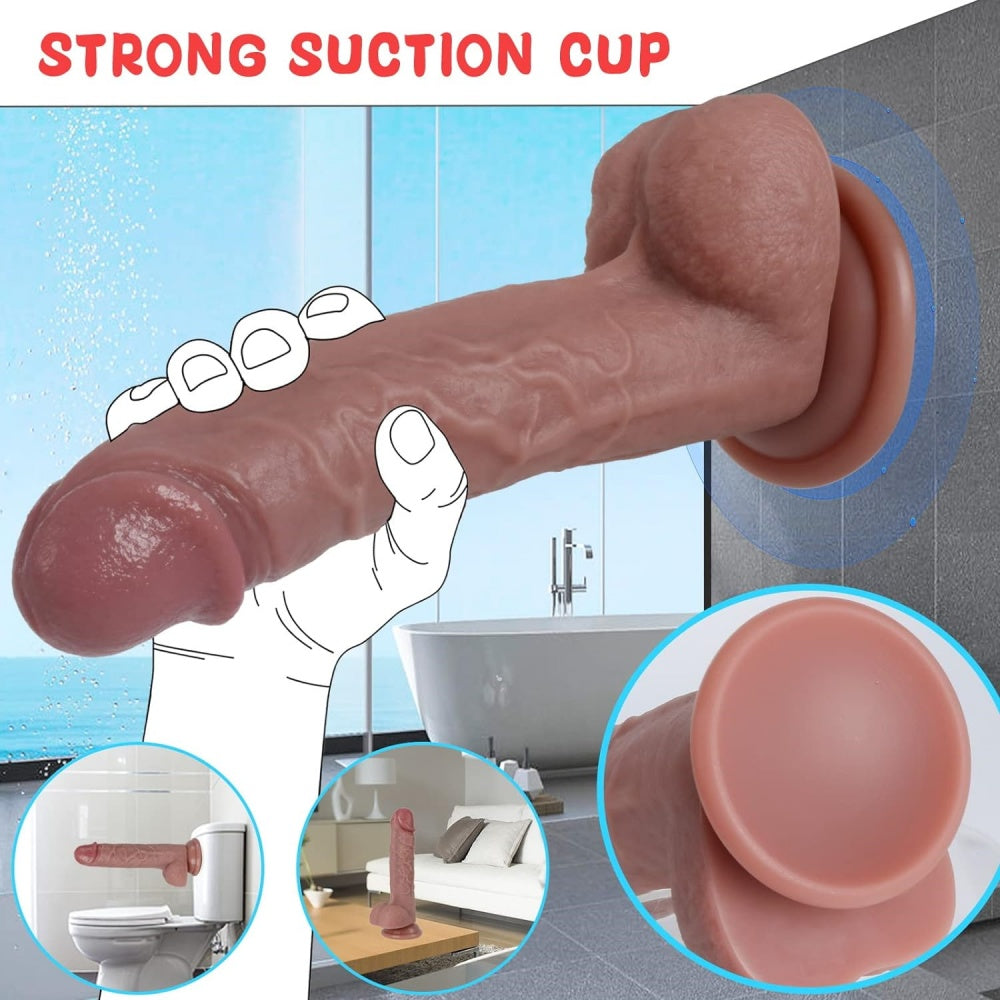 Loveangels 8.1" Deep Flesh Silicone Dildo suction cup