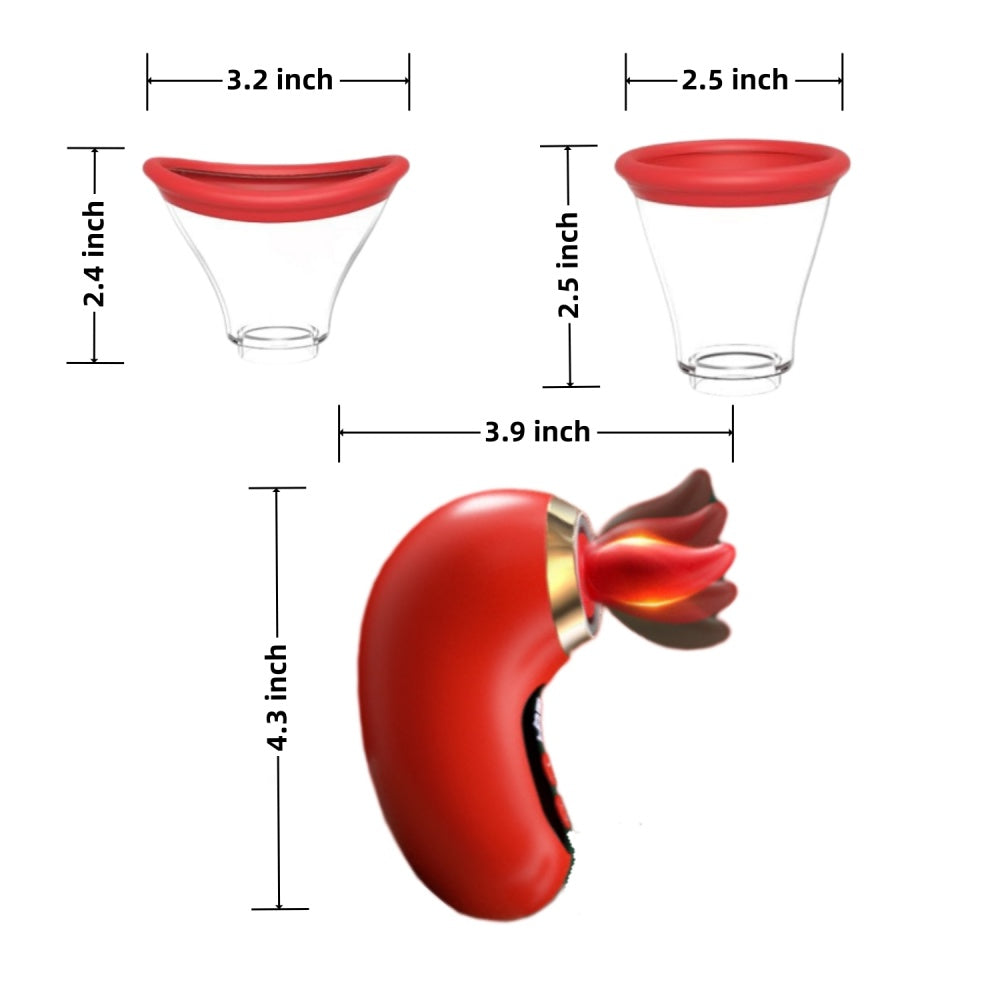 Loveangels App Control LCD Vibrating, Sucking And Licking Pump Attachment Measurements