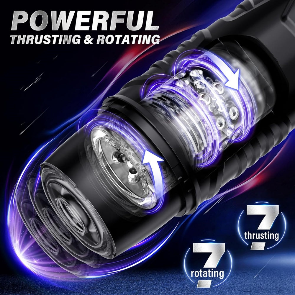 Loveangels Black Knight Thrusting And Rotating Masturbator With Base functions