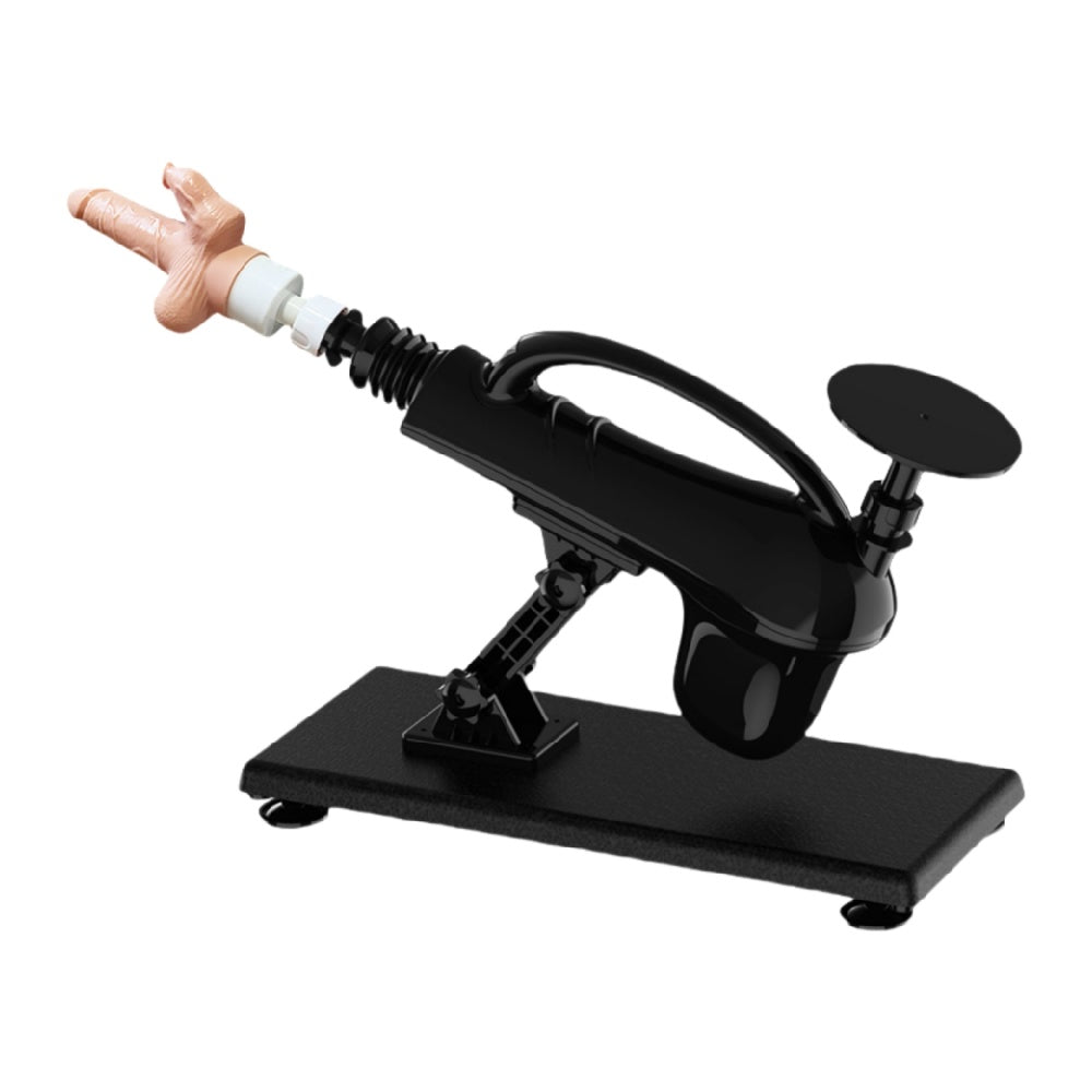 Loveangels Black Sex Machine with Vibrating, Thrusting, Rotating & Heating dildo attached