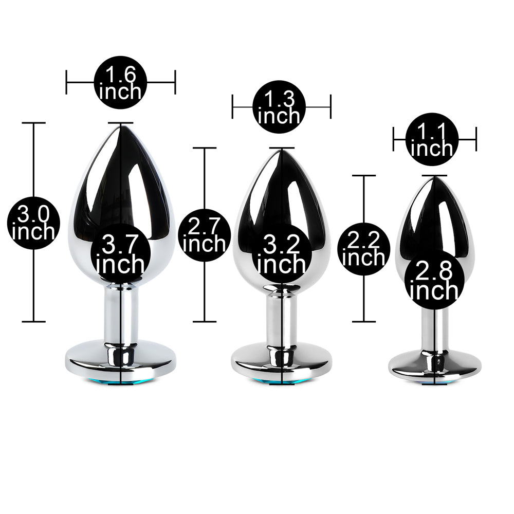 Loveangels Butt Plug Set With Blue Gems sizes