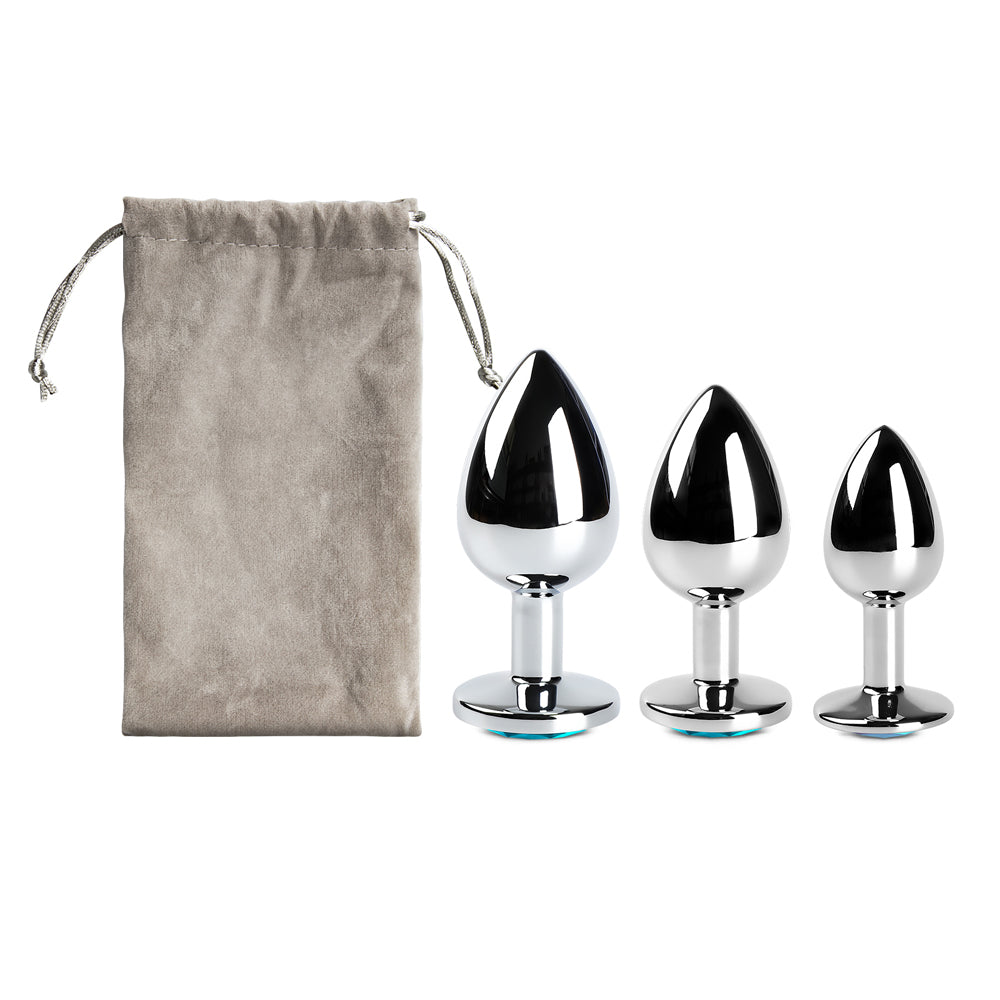 Loveangels Butt Plug Set With Blue Gems with storage bag