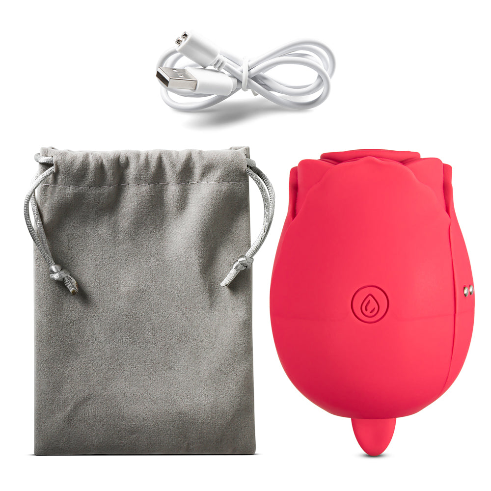 Loveangels Dual Ended Vibrating Air Pulse And Licker Rose with bag and charger