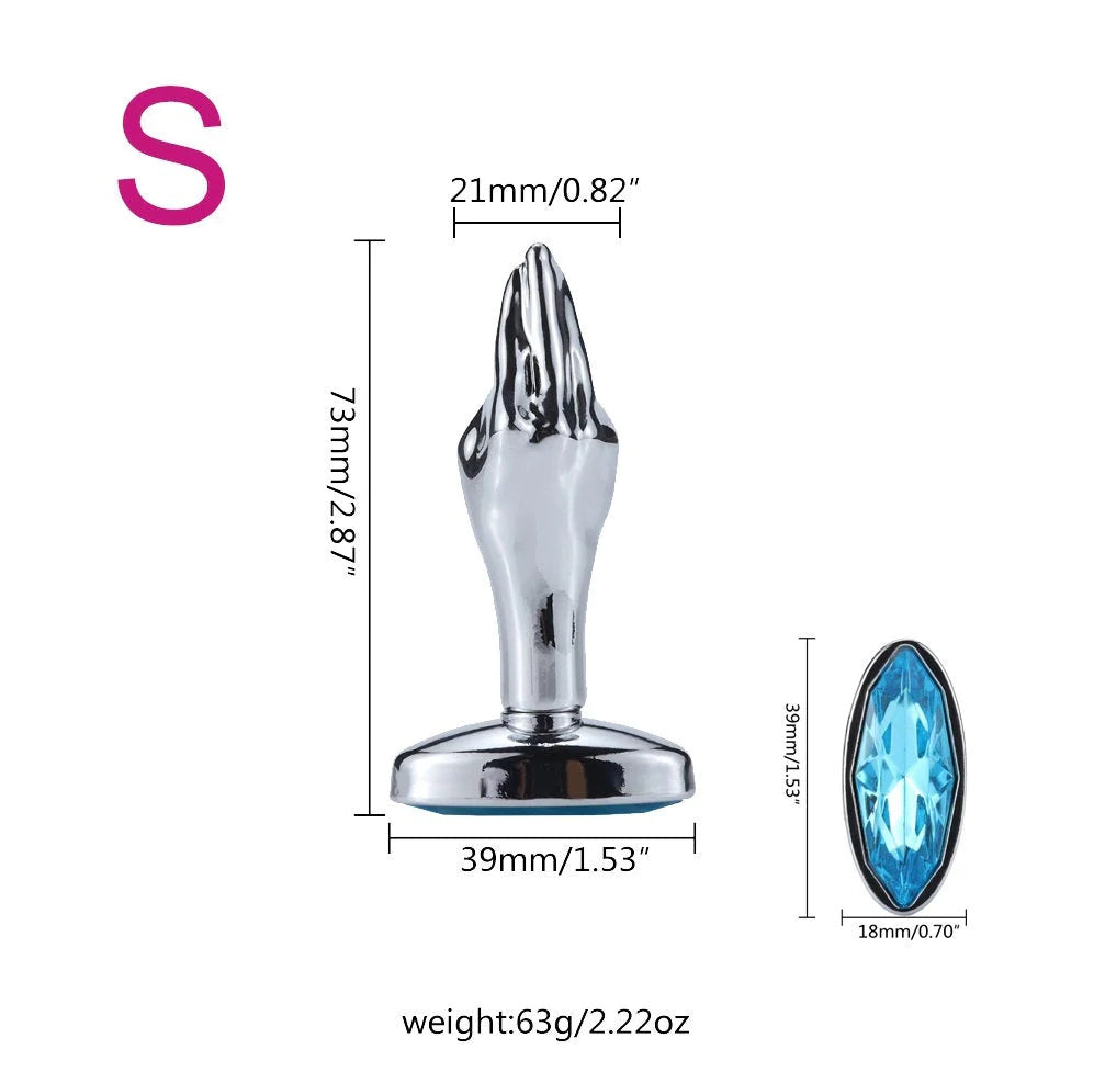 Loveangels Handy Stainless Steel Butt Plug With Blue Gem small