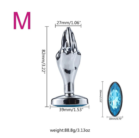 Loveangels Handy Stainless Steel Butt Plug With Blue Gem medium