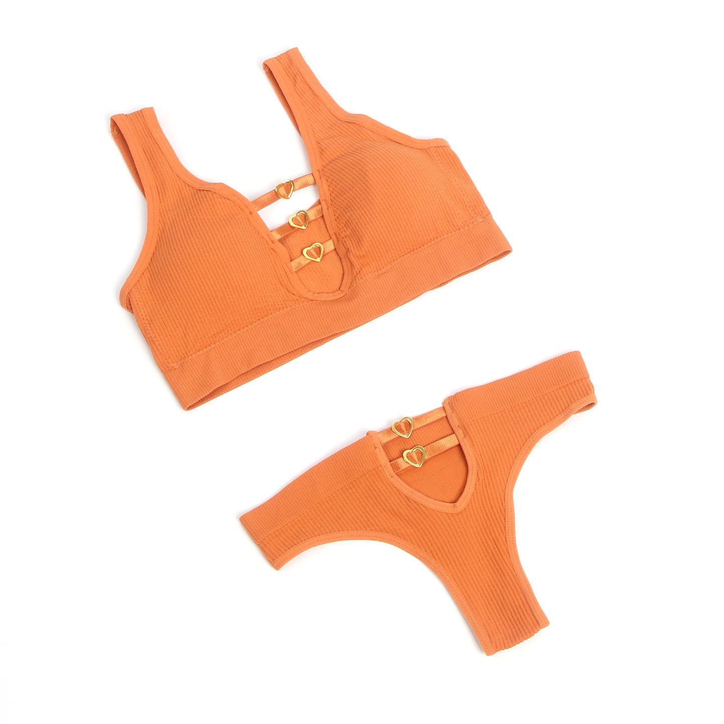Loveangels Heart Buckle Seamless 2pc Set orange