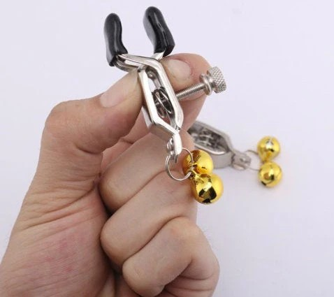 Loveangels Heavy Duty Nipple Clamps With Gold Bell in hand