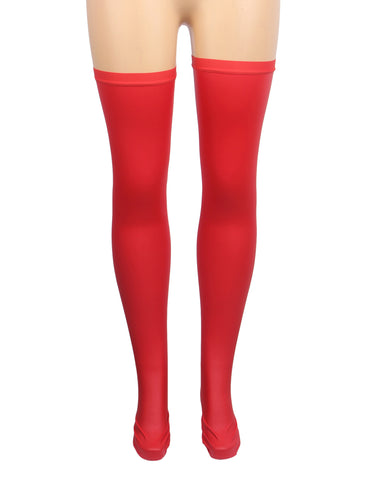 Loveangels Sexy Matte PU Leather Elastic Stockings red on mannequin