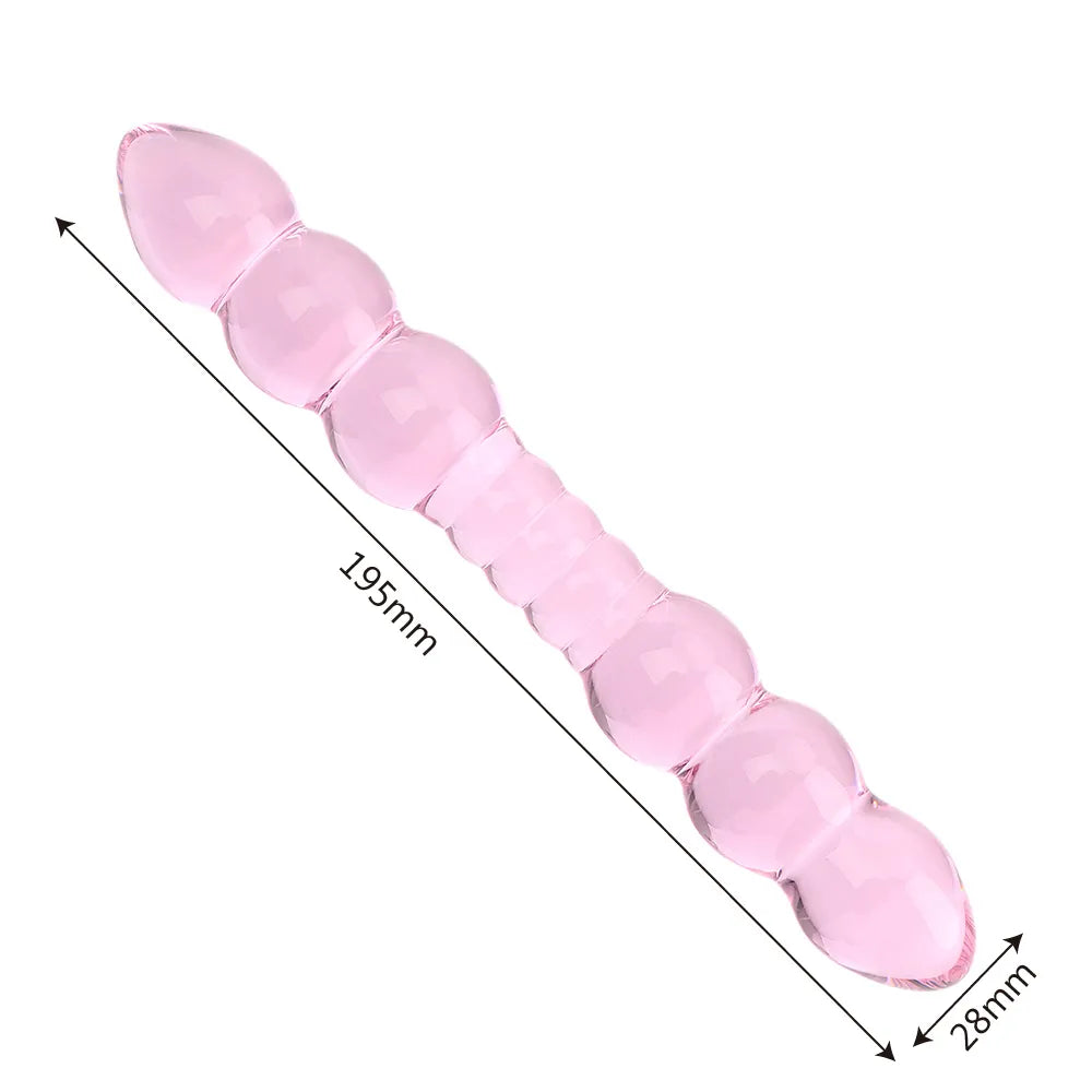 Loveangels Tempered Glass Double Ended Beaded Dildo size