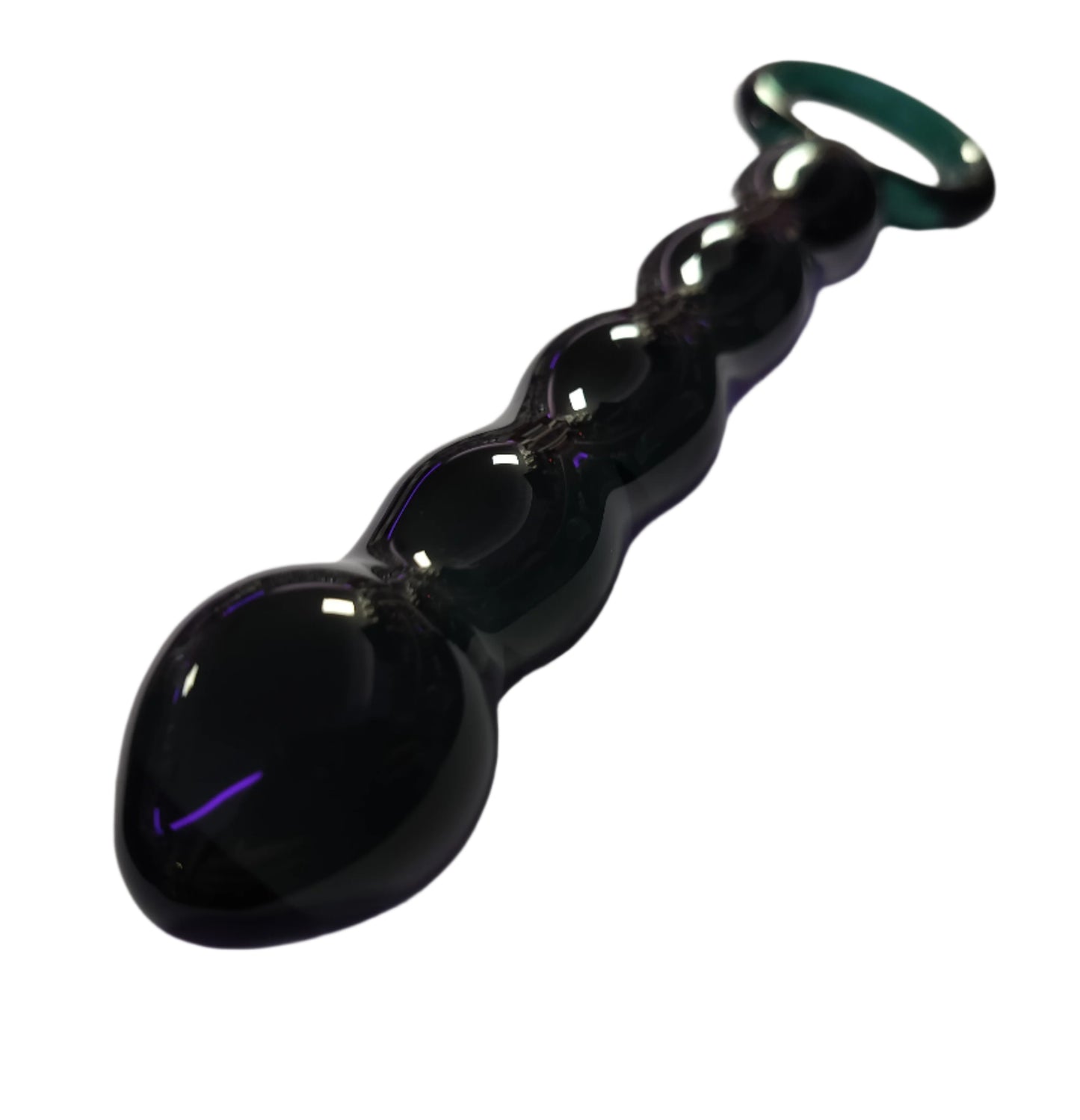 Loveangels Tempered Glass Green Smoke Anal Bead With Handle tip